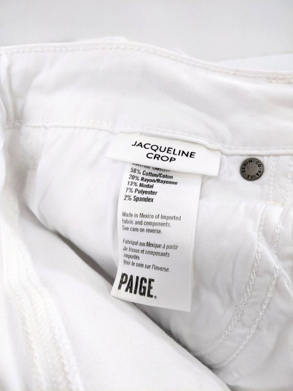 Paige Womens Jacqueline Crop Jeans Stretch Denim in Optic White Size 30 - Picture 8 of 8